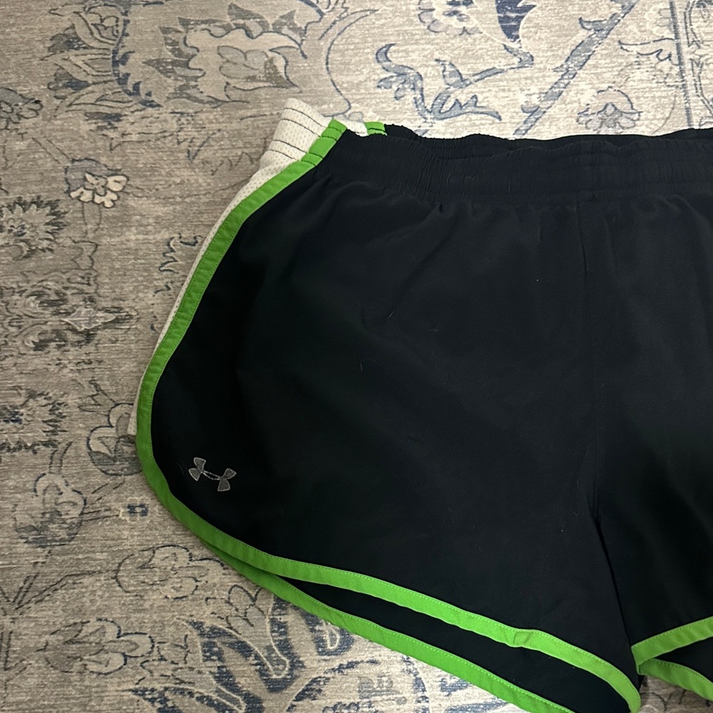 Under Armour Women's Black Shorts with Green Trim